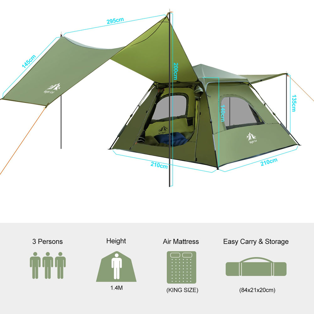 Night Cat waterproof shelter resilience with sturdy frame against rain and wind