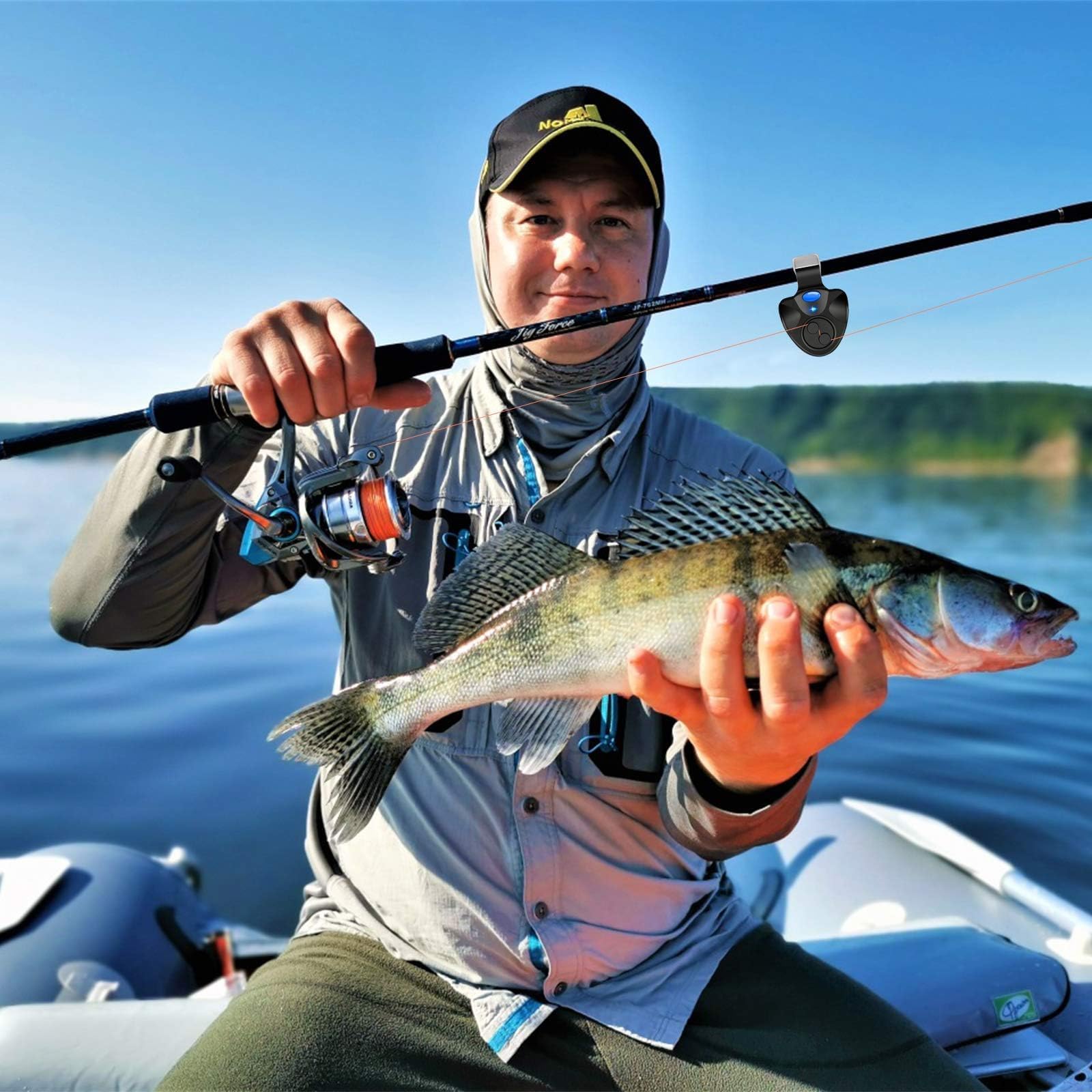 Night fishing LED bite alarms with flashing lights