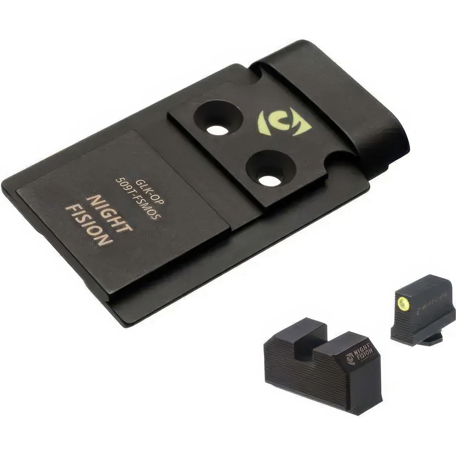 Night Fision optic plate assembly aligning Holosun 509T with Glock MOS for precise aiming