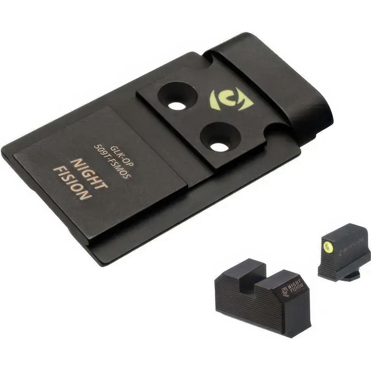 Night Fision optic plate assembly aligning Holosun 509T with Glock MOS for precise aiming