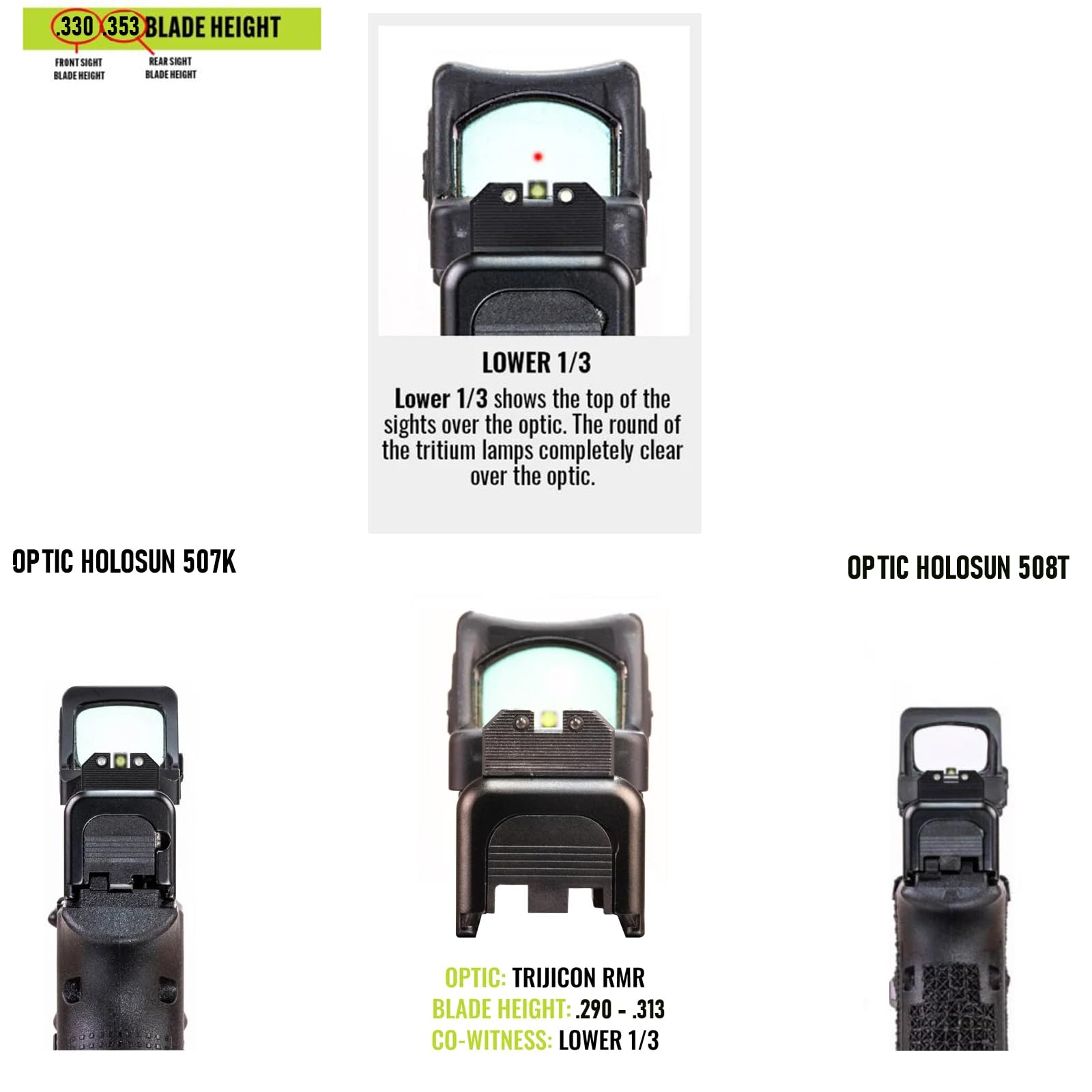 Night Fision yellow front ring enhances daytime visibility and quick target recognition