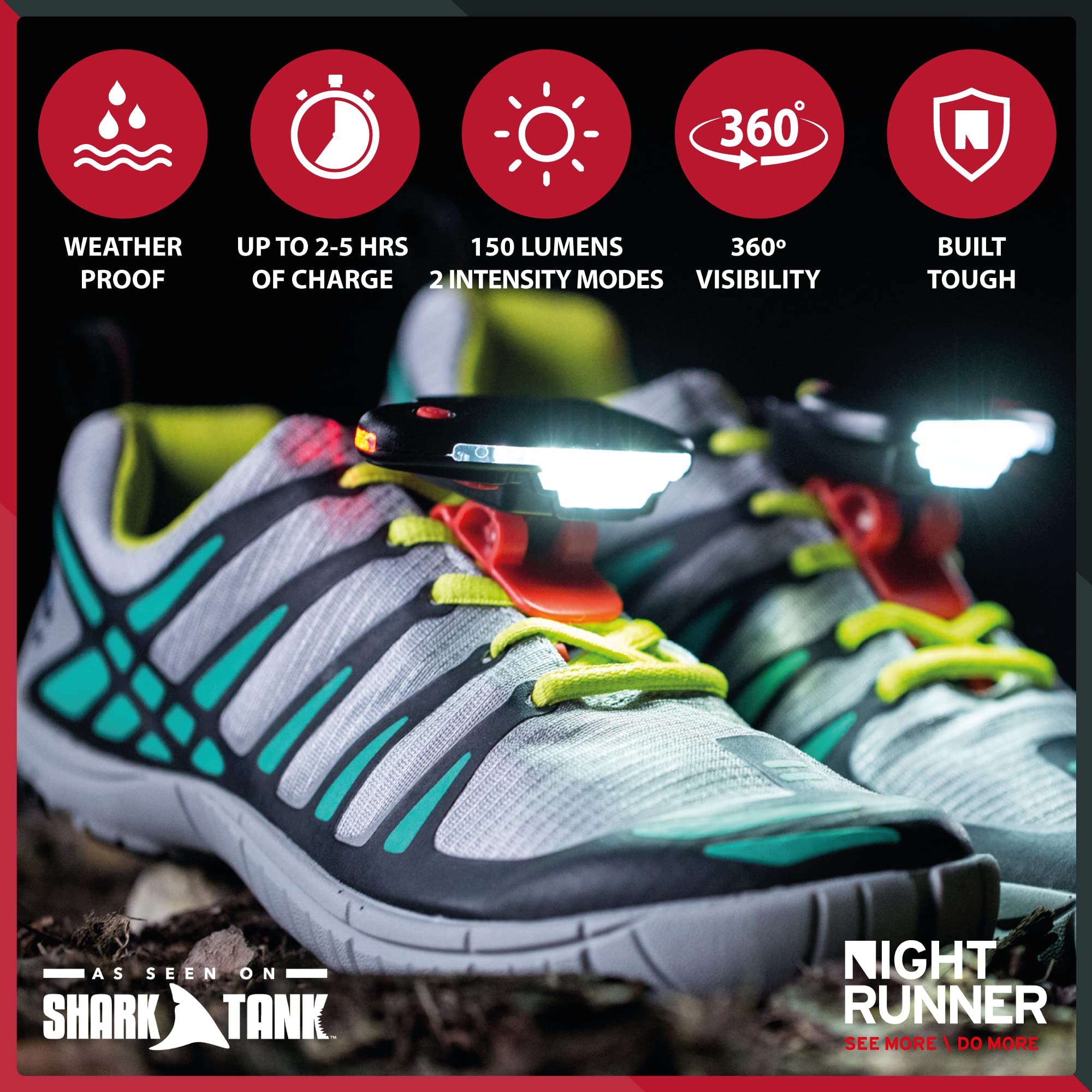 Night Runner 270 front beam illuminates path up to 30 feet