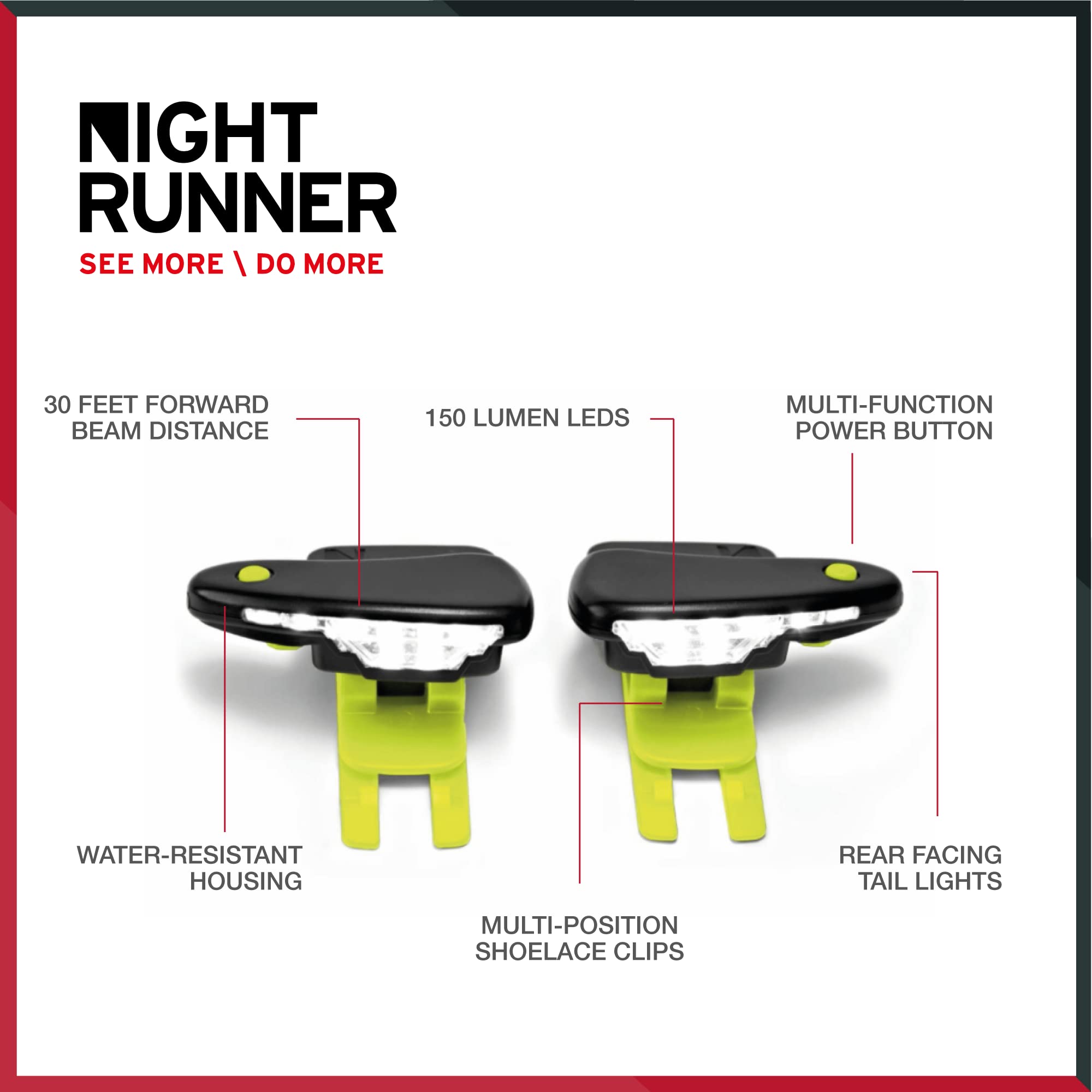 Rear red tail lights boost 360° visibility for traffic.