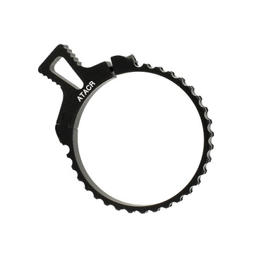 NightForce clamp-on PTL installed on ATACR F2 scope enables quick magnification changes.