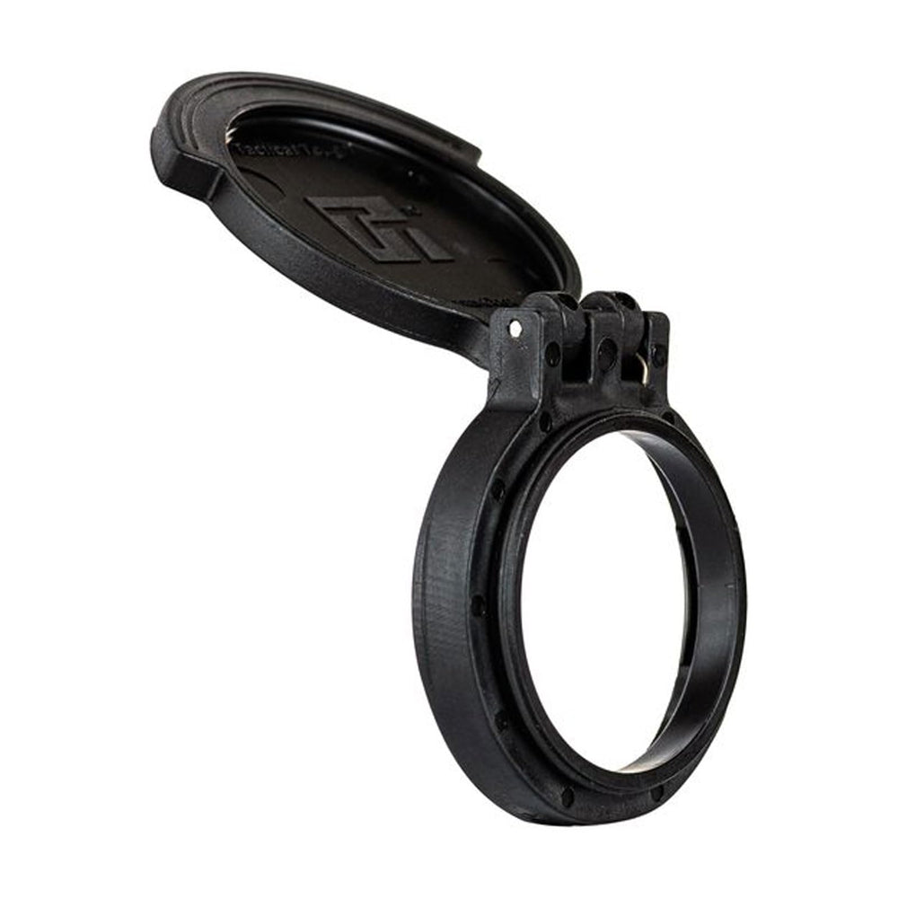 Nightforce flip-up lens cap spring-loaded mechanism allows easy, hands-free access.