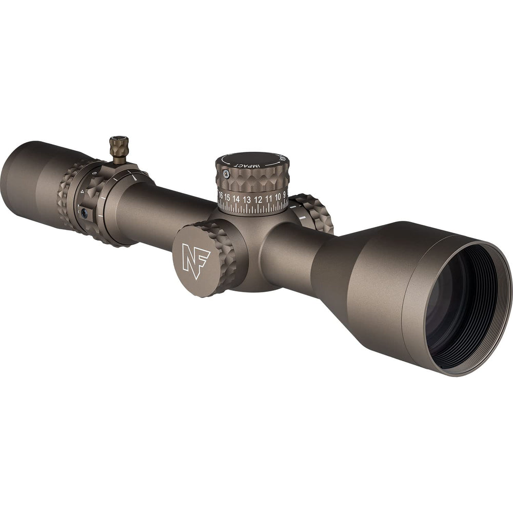 Nightforce NX8 50mm objective close-up highlights light transmission and clarity.