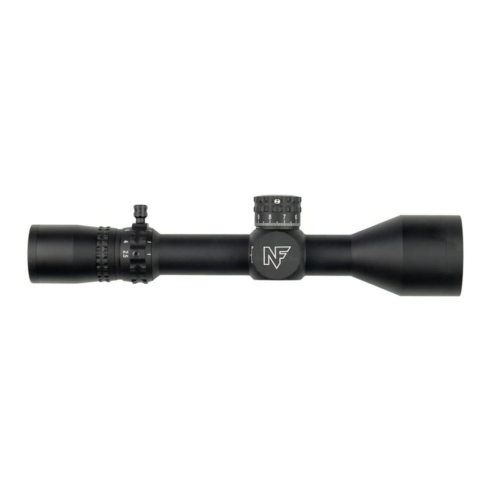 Nightforce NX8 50mm objective lens highlighting light transmission in dim conditions.