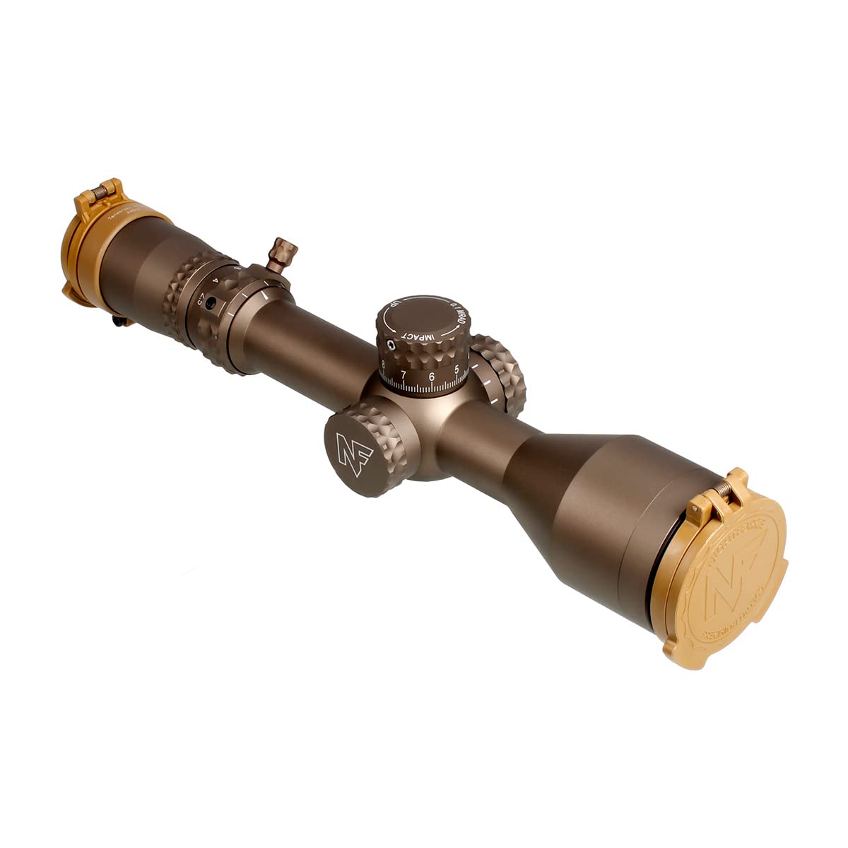 Nightforce NX8 PTL power throw lever close-up enabling rapid magnification changes.