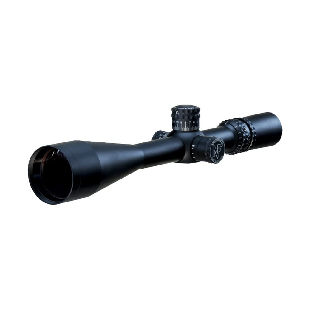Nightforce NXS 8-32x56mm F2 30mm tube profile highlights sturdy construction.