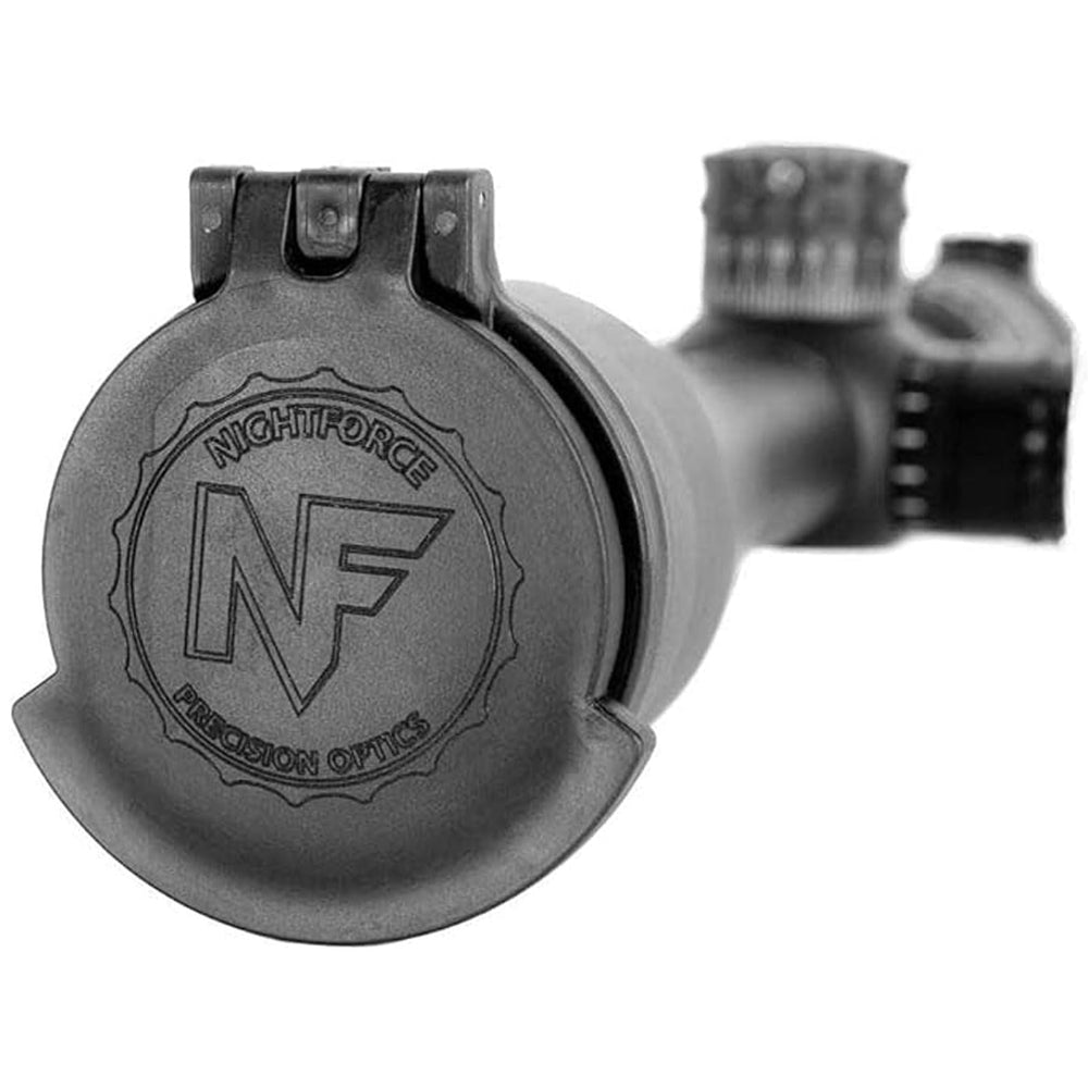 Nightforce objective field-use-cap withstands rain and dust during long shooting sessions