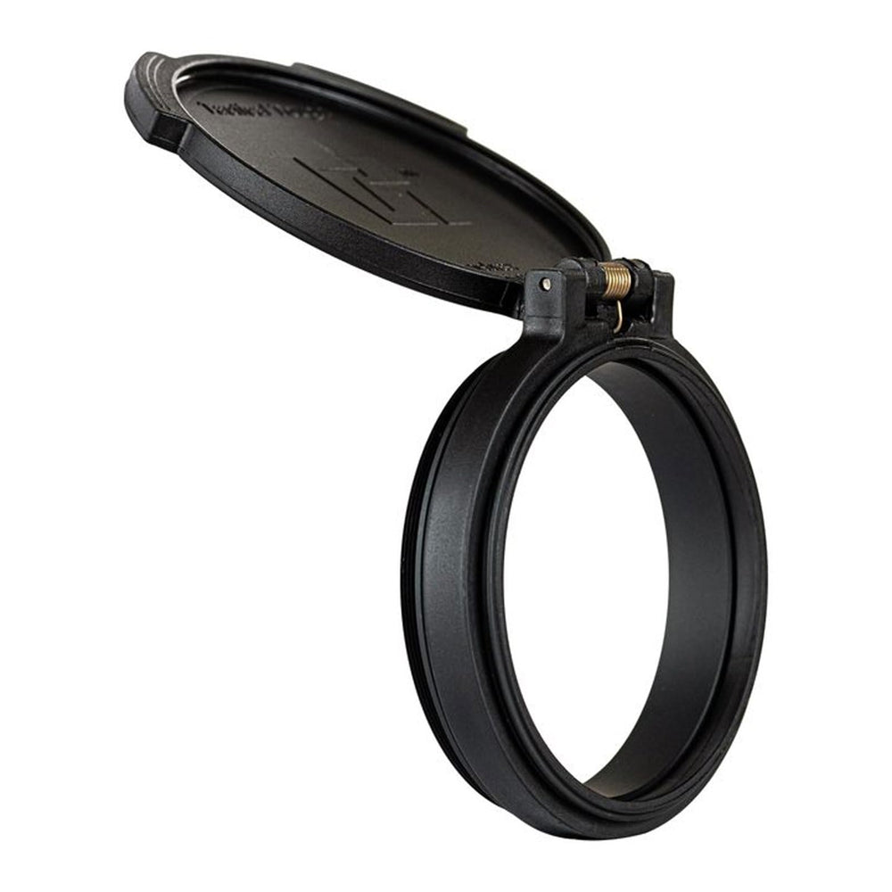 Nightforce objective full-lens-protection cap keeps debris away without obscuring your view