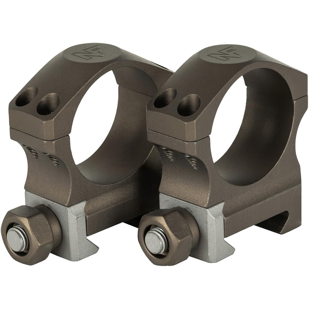 Nightforce X-Treme Duty Ultralite 34mm rings side profile for lightweight, recoil-ready mounting.
