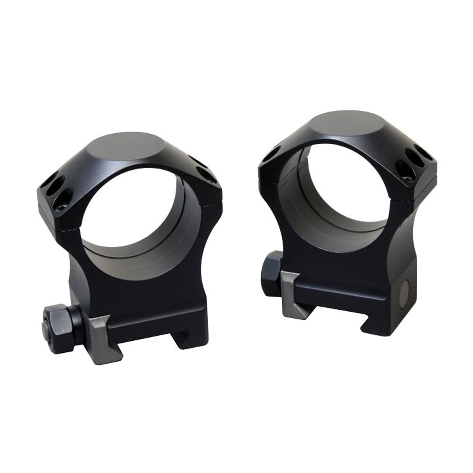 Nightforce Ultralite four-screw rings closeup highlights secure four-screw design under heavy recoil.