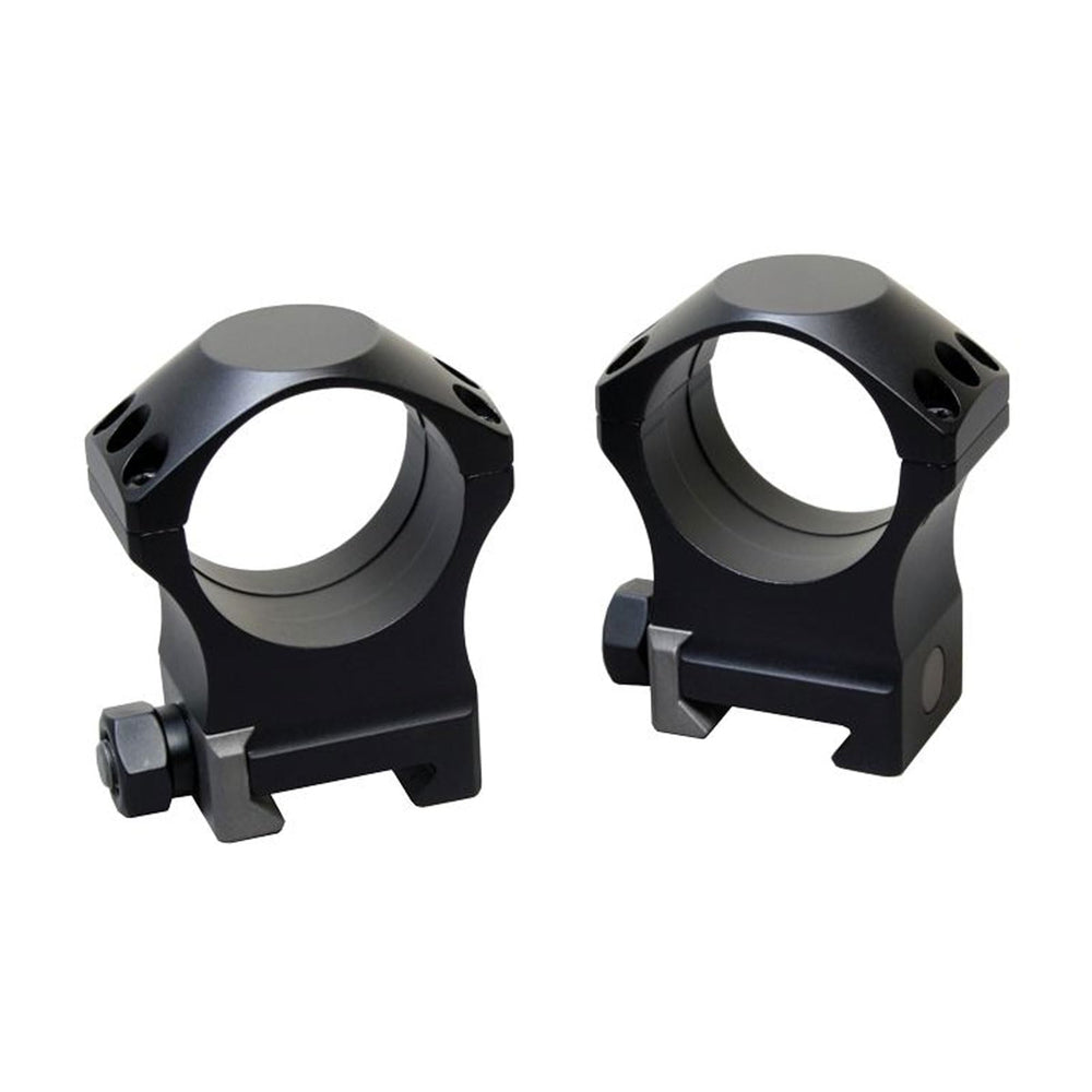 Nightforce Ultralite four-screw rings closeup highlights secure four-screw design under heavy recoil.