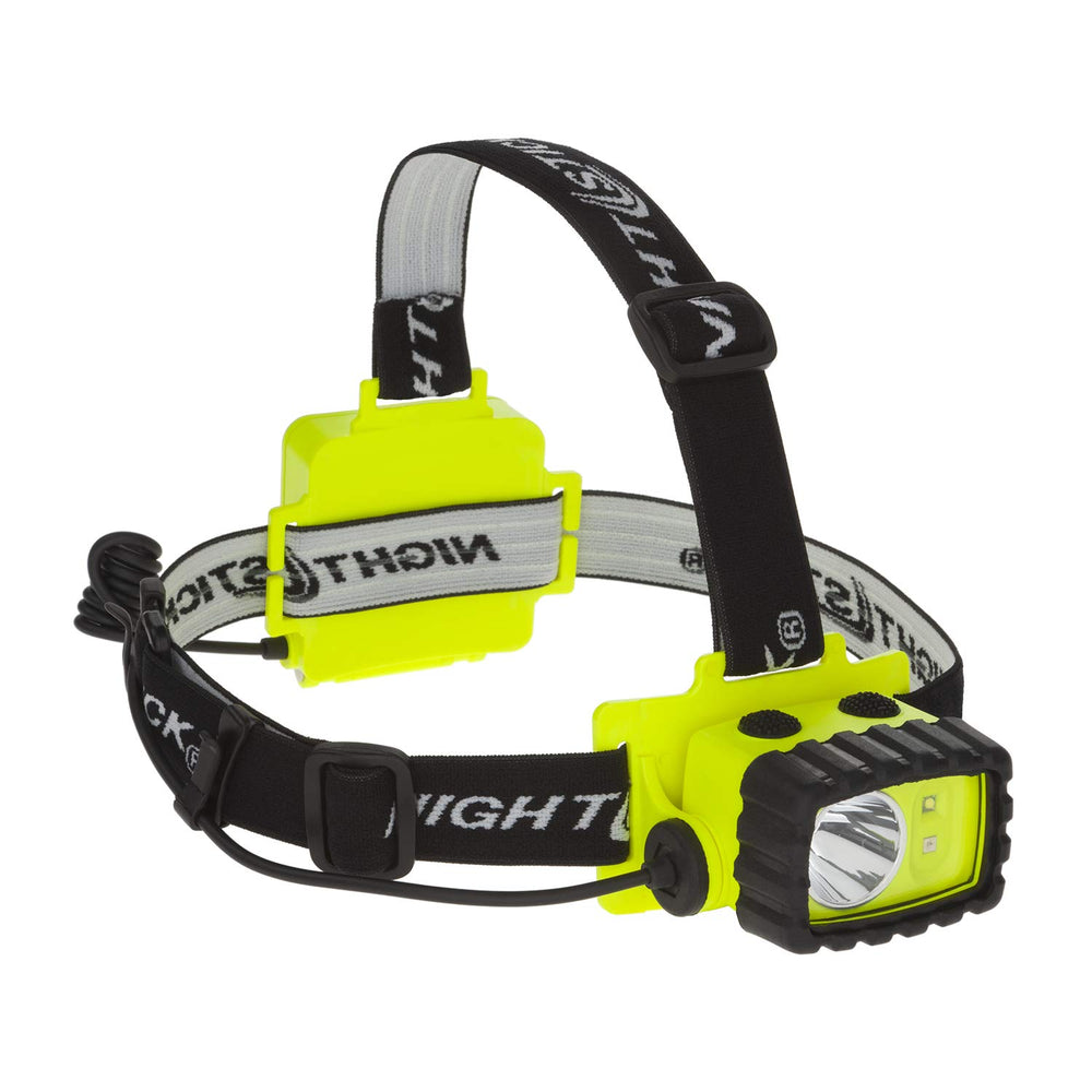 Nightstick XPP-5456G headlamp tilted for hands-free lighting in tight spaces