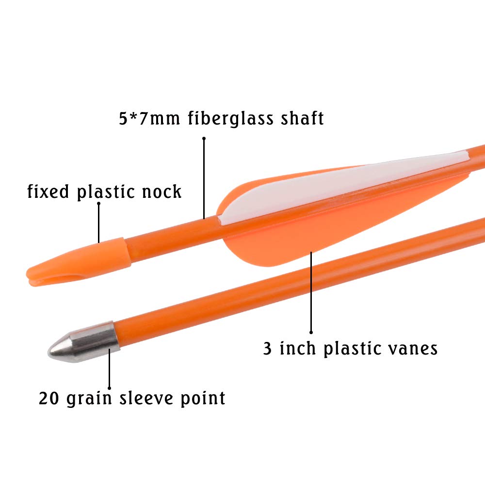 NIKA ARCHERY fiberglass arrows youth-pack ideal for beginner recurve and compound.