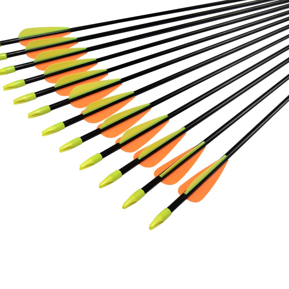 NIKA ARCHERY arrow with outside plastic nock for quick mounting on bows.