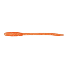 NIKKO Pin Tail Worm 1.9-inch Glow Orange 598 in action, soft elastomer texture attracts bites.