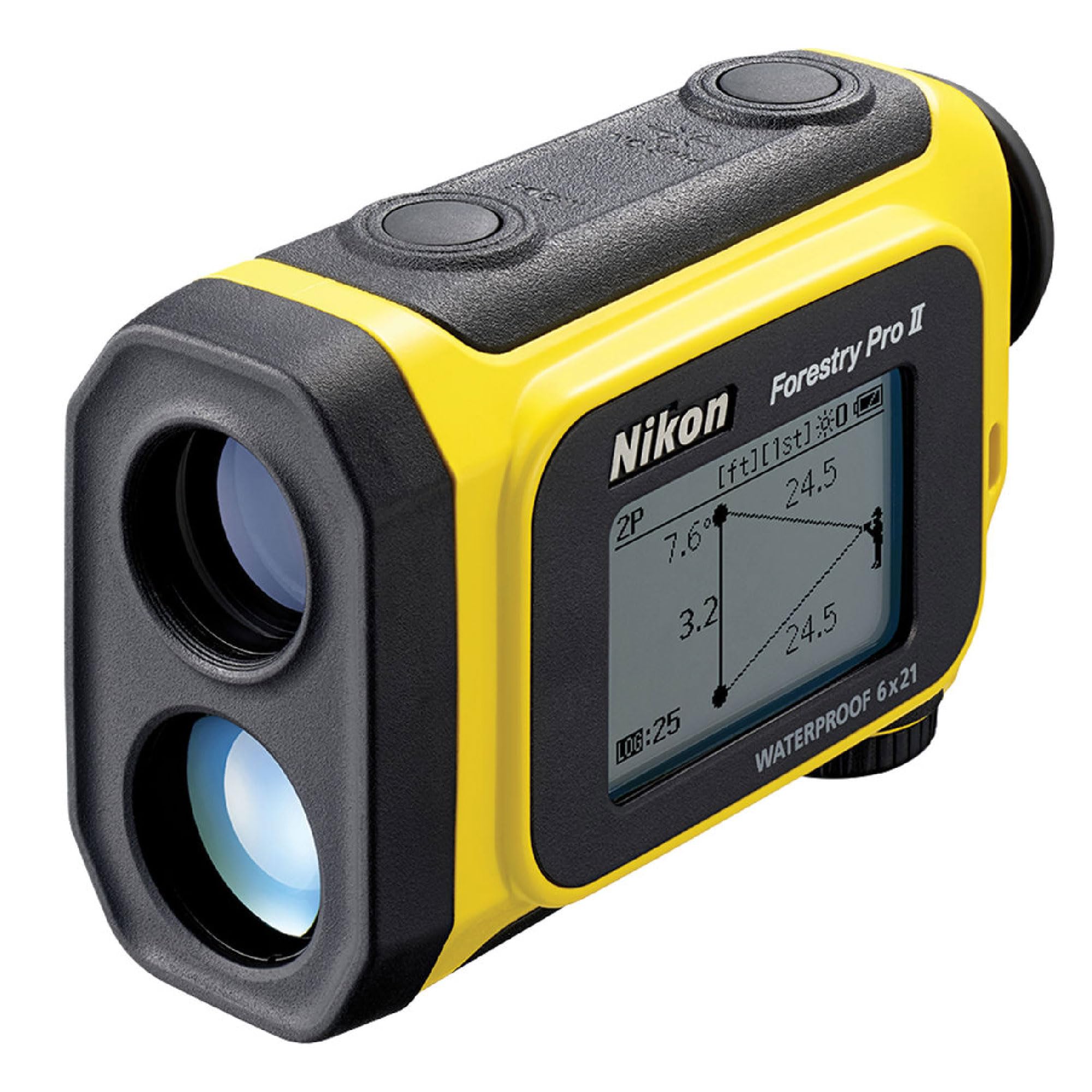 Nikon Forestry Pro II rangefinder front view highlighting its compact, field-ready design for precise measurements.