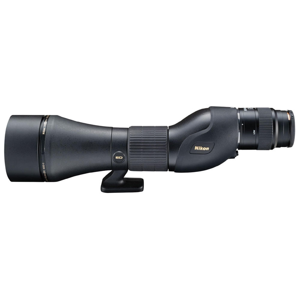 Nikon Monarch 20-60x82 ED spotting scope angled configuration for comfortable long sessions.