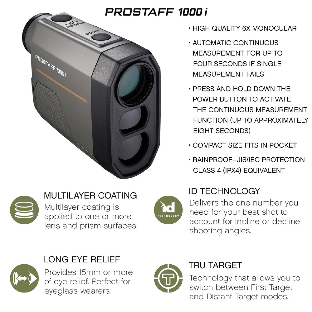 Nikon PROSTAFF 1000i eyeglass-friendly eye relief for comfortable use