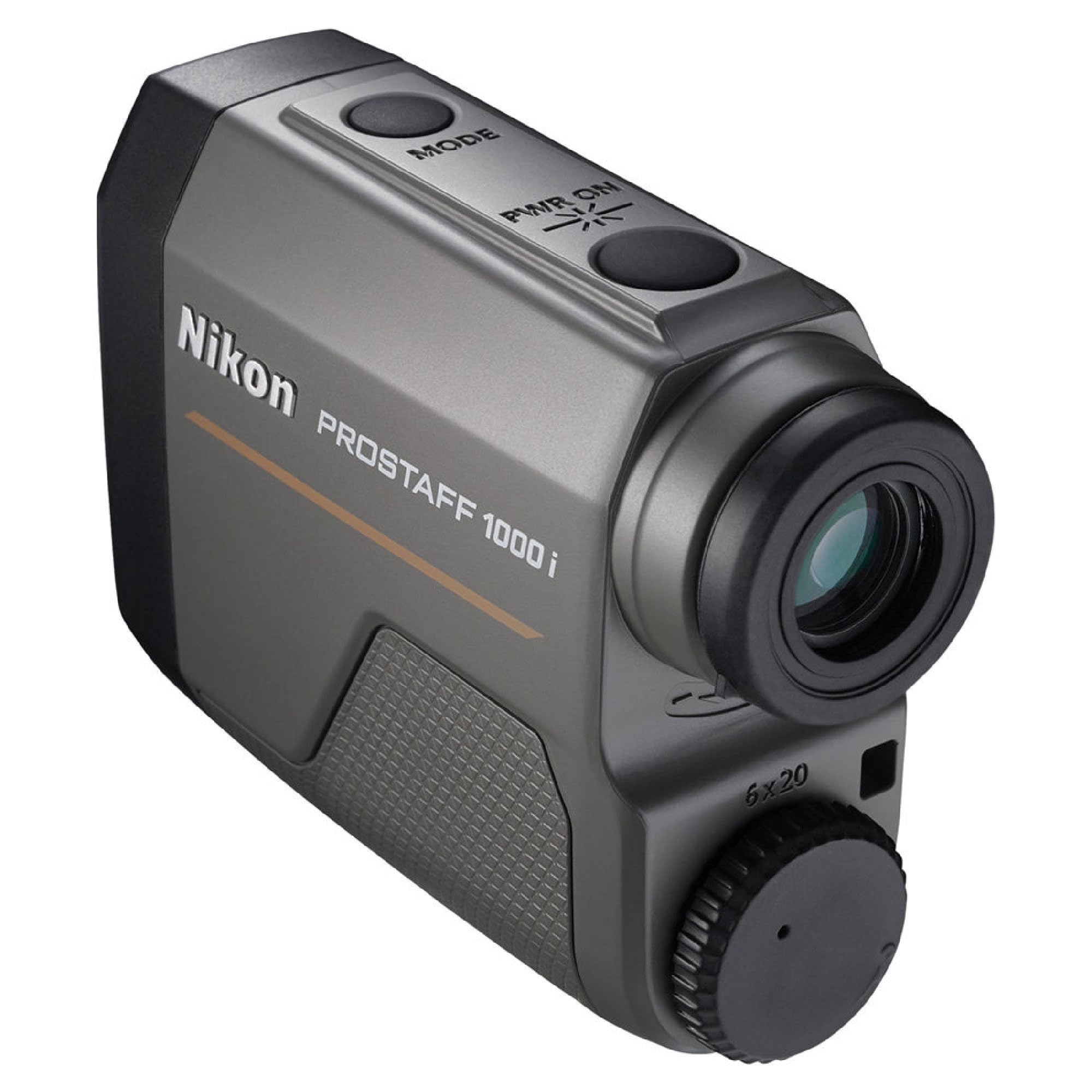 Nikon PROSTAFF 1000i lens closeup emphasizing coated optics for bright images