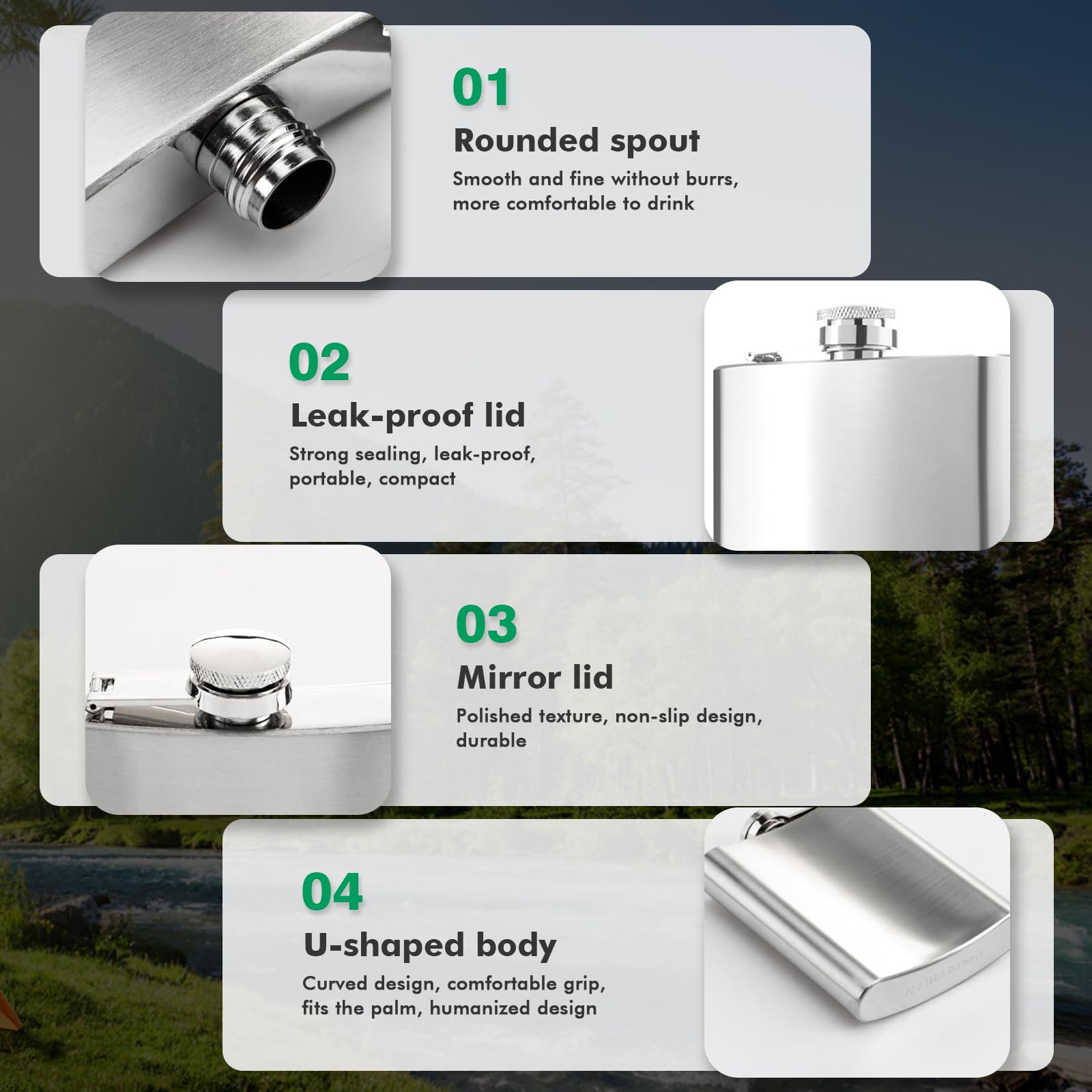 Nikou outdoor-friendly flask suited for camping, hiking, and travel.