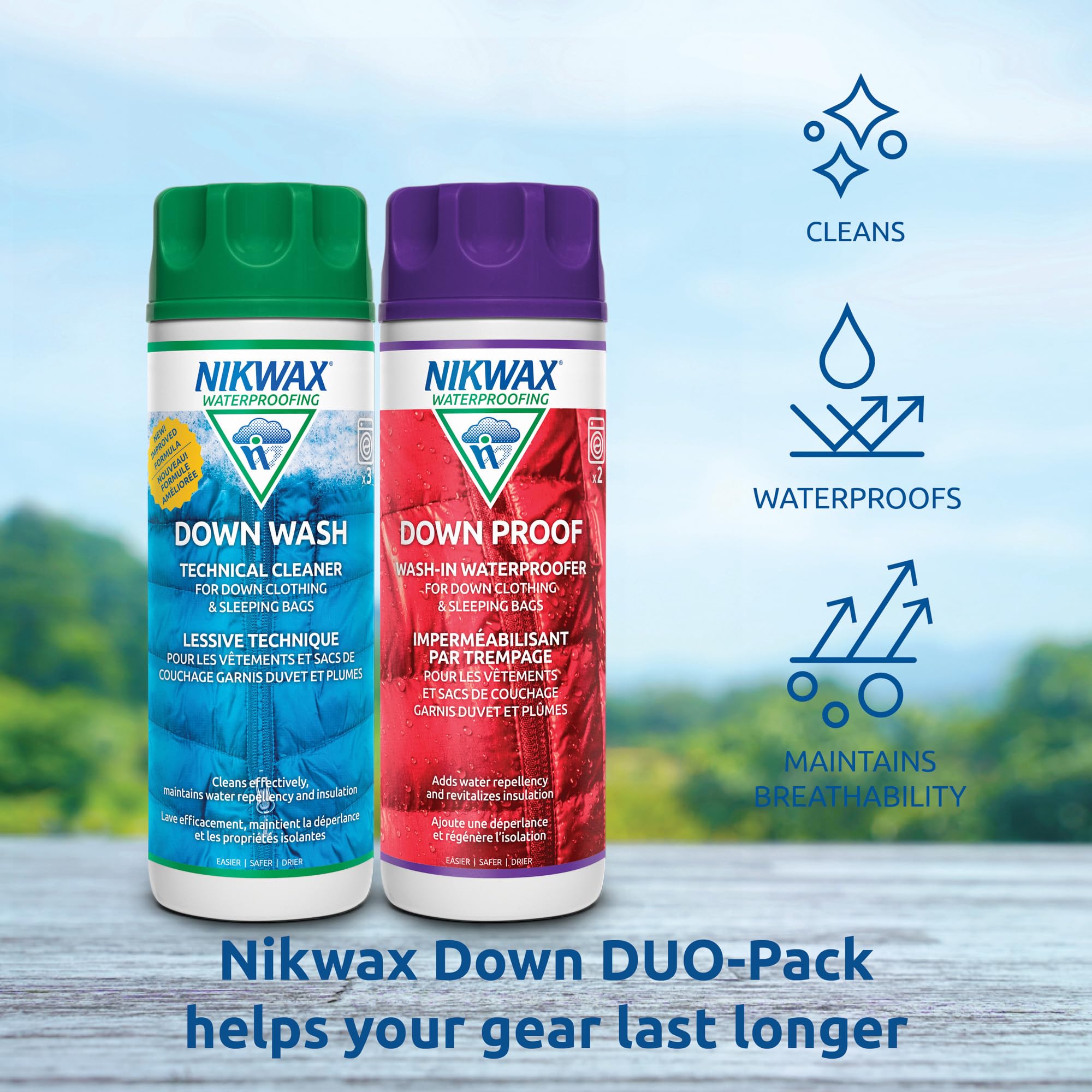 Nikwax Down Wash in action cleaning a down jacket without damage