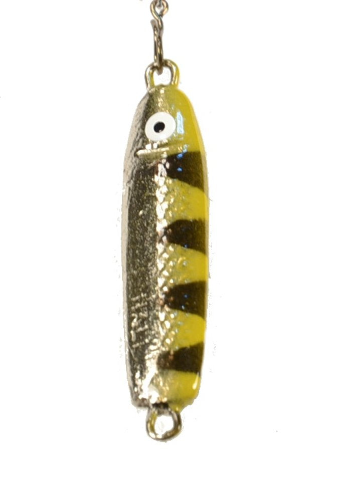 Nils Master Hali25 lure in silver chartreuse black attracts perch on ice