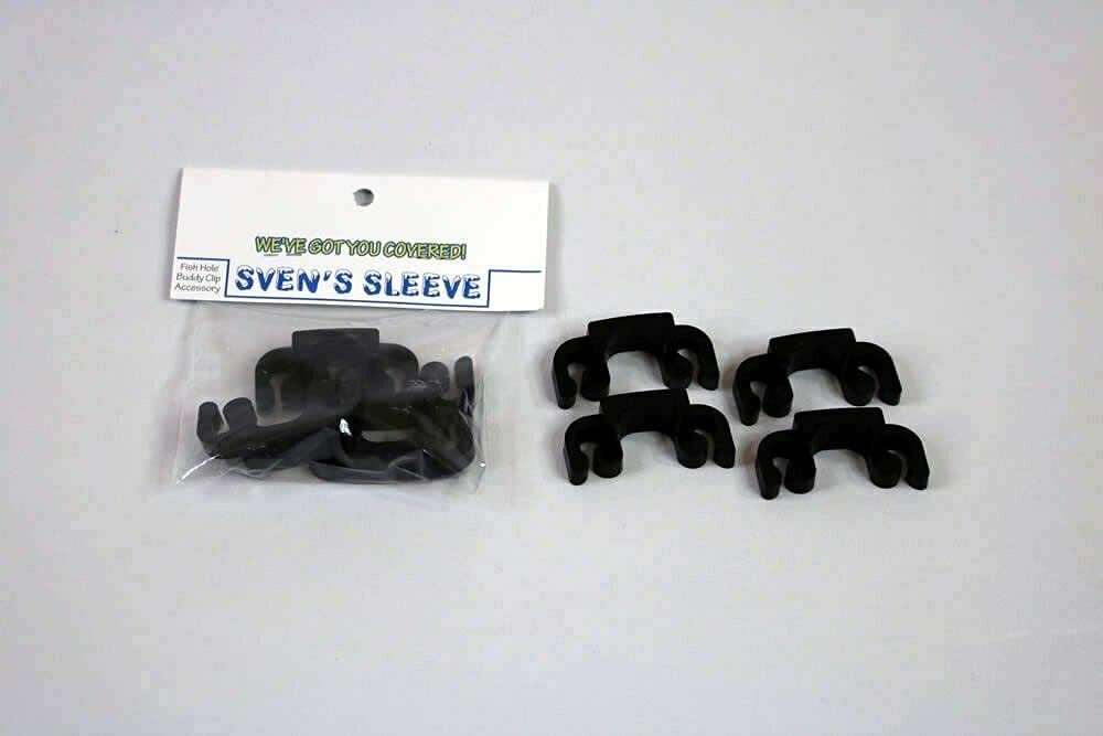 Nilson Direct Sven's Sleeve Fish Hole Buddy Clips securing ice hole covers for a stable setup