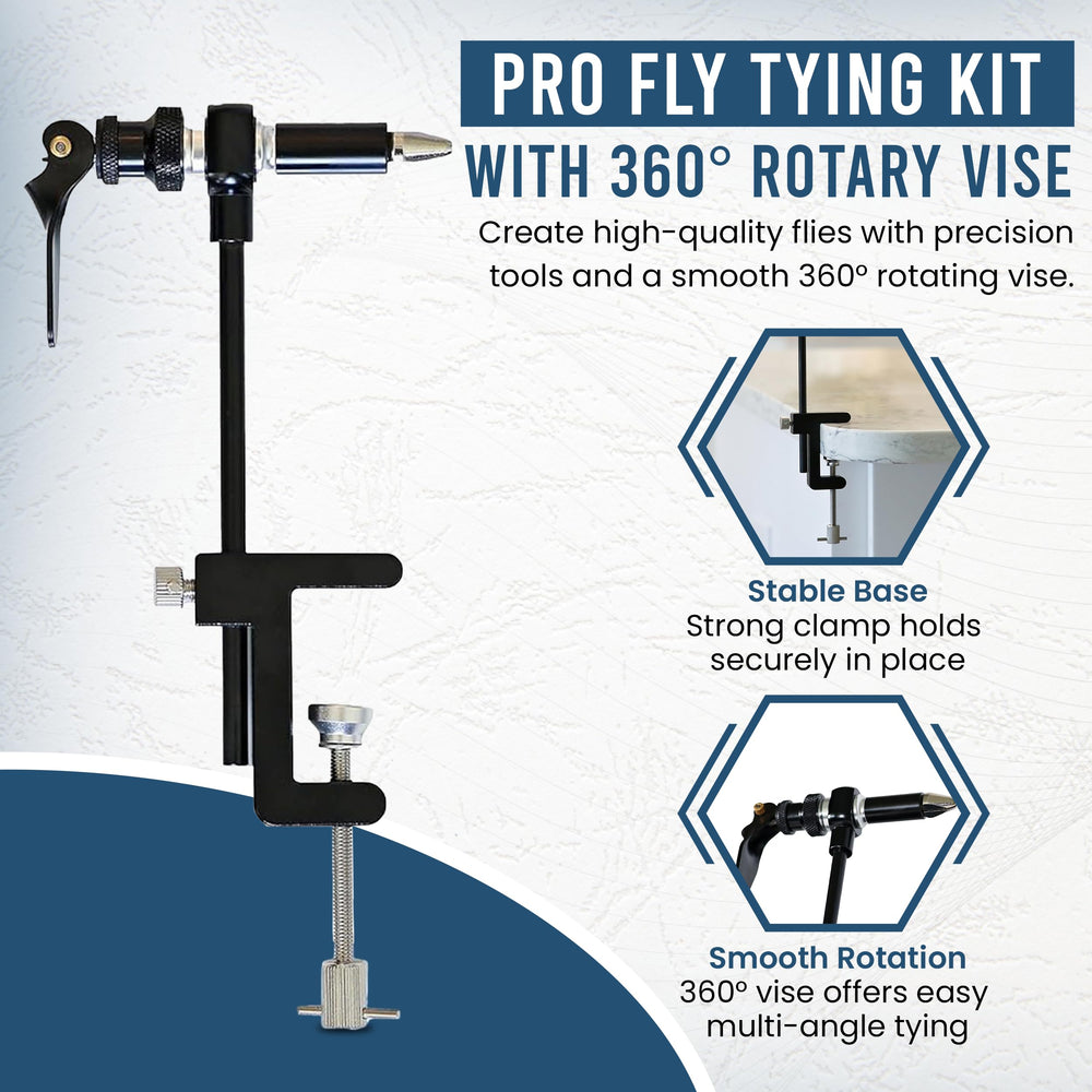 Ninnifly adjustable clamp vise stays steady for comfortable tying sessions.