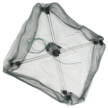 Nirelief folded fishing net showing its durable metal frame for transport.
