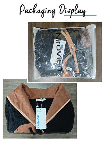 Nirovien Sherpa Jacket care guide shows cold wash and line dry to preserve look.