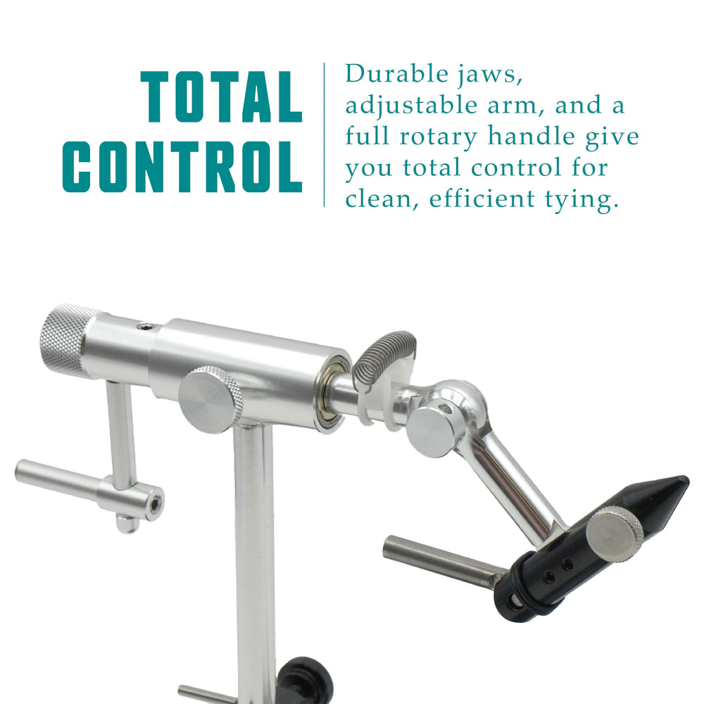 Nirvana On The Fly Nirvana V2 rotary vise angle shot demonstrates smooth rotation for consistent wraps.