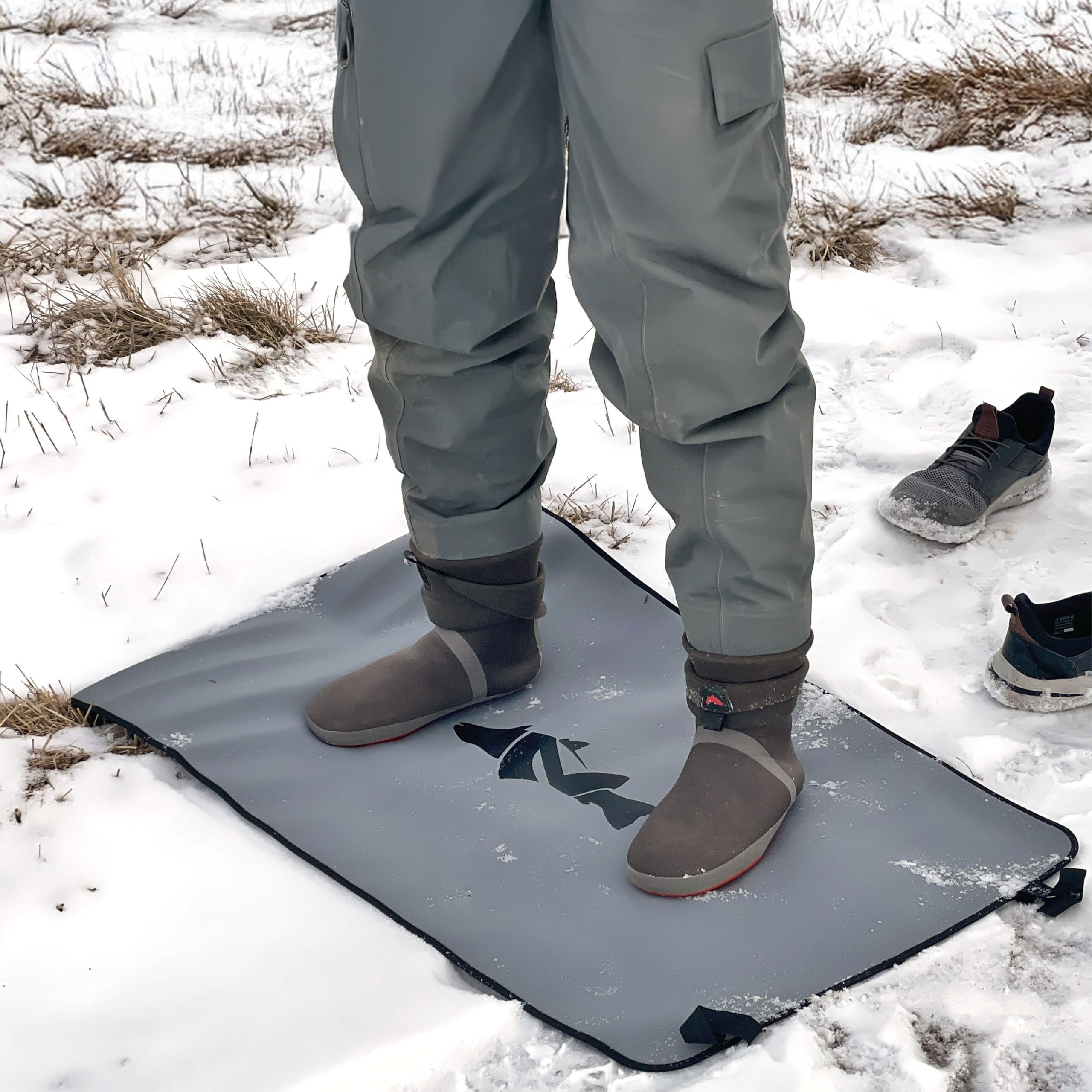 NIRVANA ON THE FLY wader mat folded with band for tidy storage