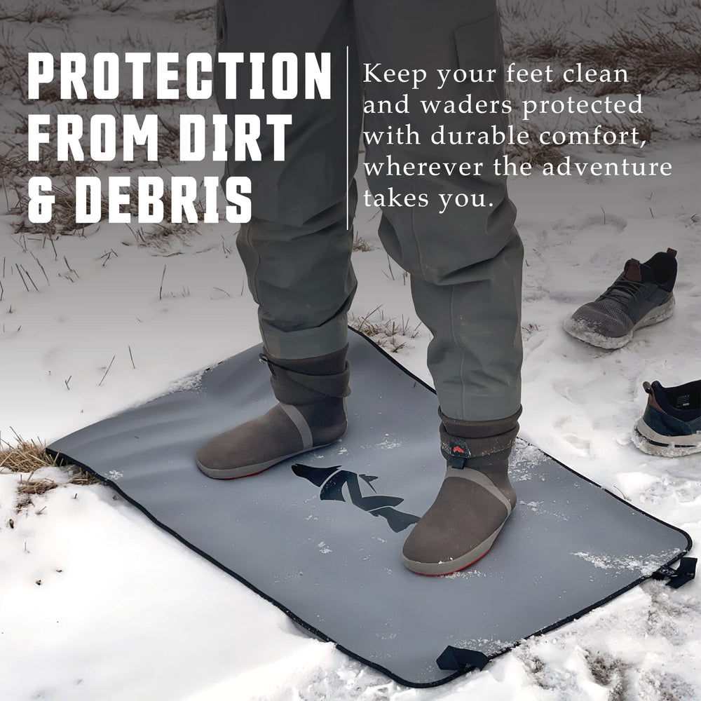 NIRVANA ON THE FLY wader mat rolled storage demonstrates compact transport