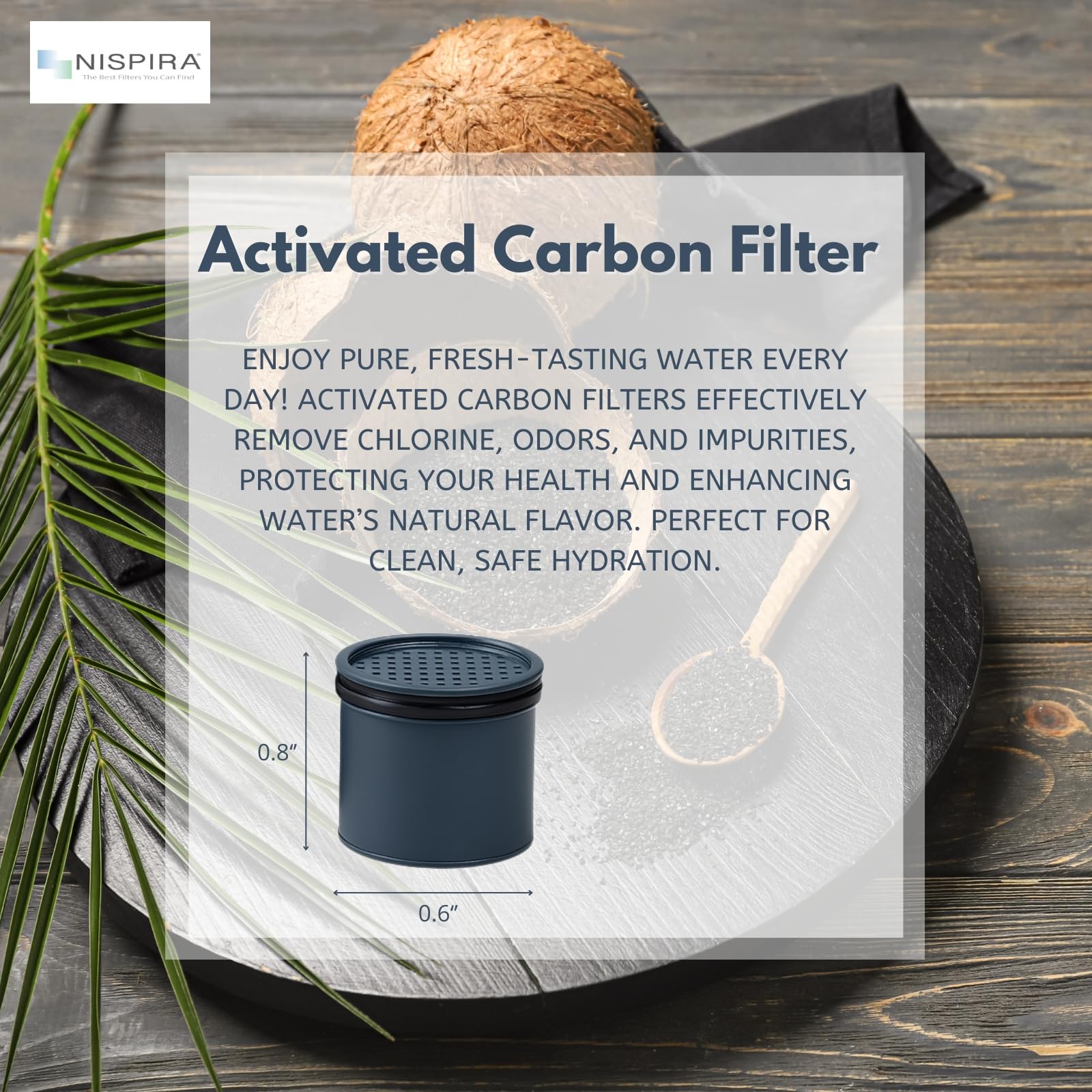 Nispira carbon filter for Lifestraw Universal bottle reduces chlorine and smell.