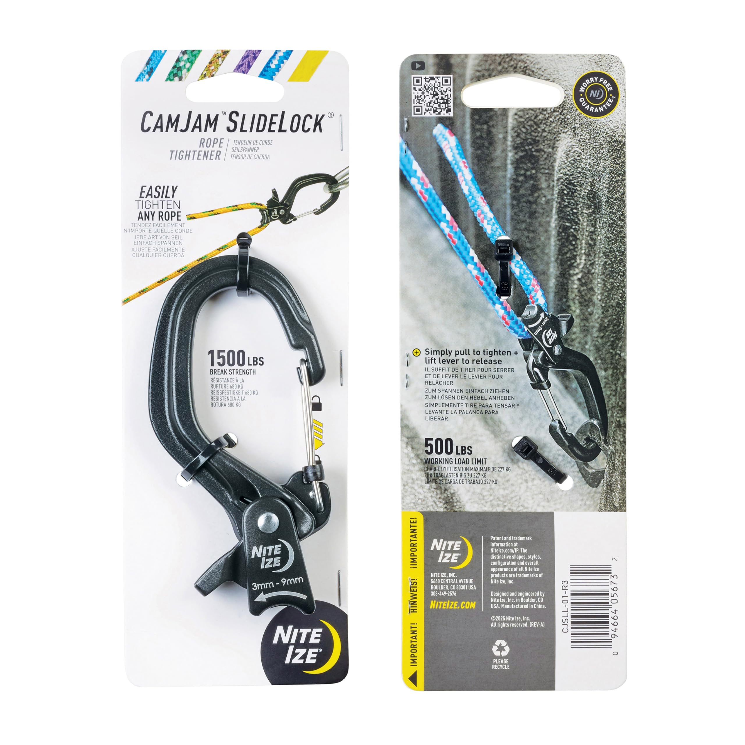 Nite Ize CamJam SlideLock lock lever secures heavy-duty loads quickly