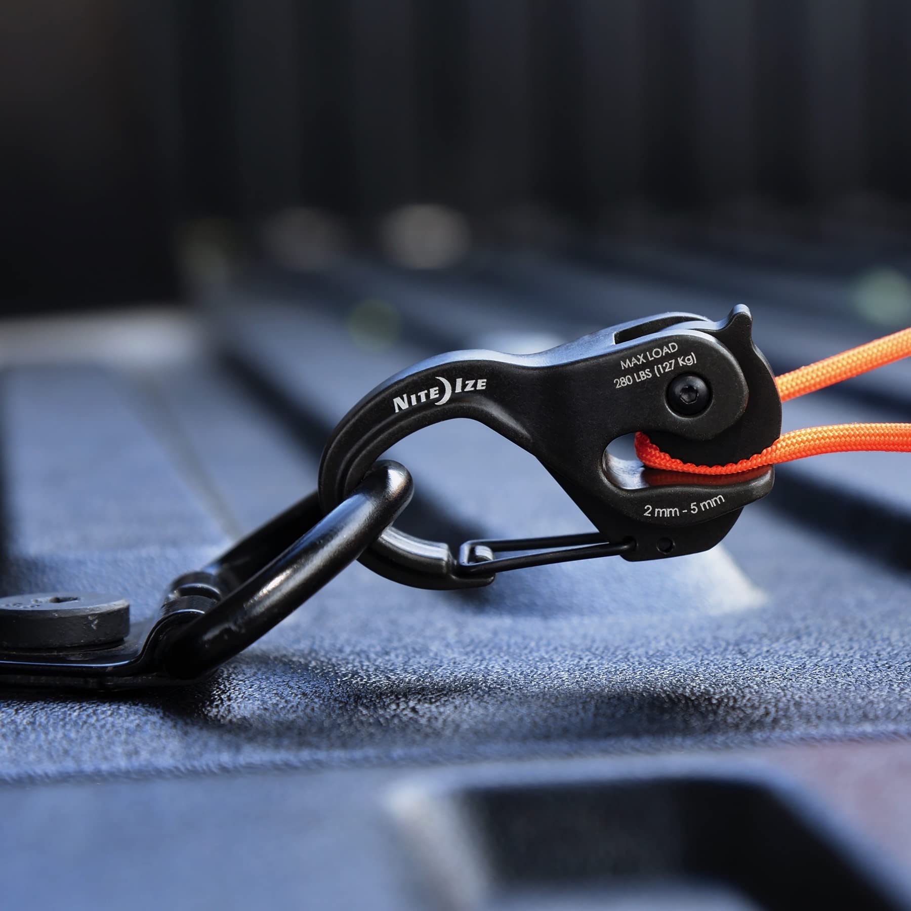 Nite Ize CamJam XT black carabiner end anchor ready.
