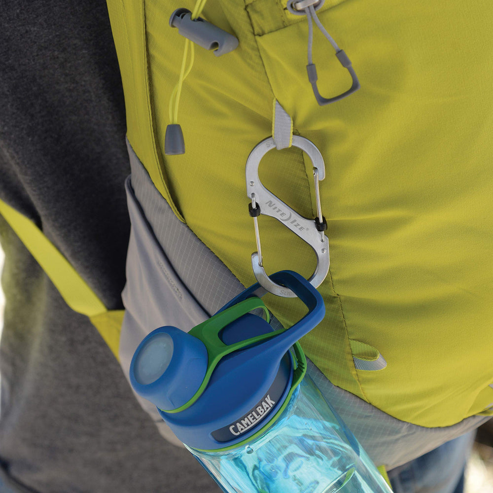 Nite Ize carabiner clip on backpack strap, silver, secure everyday gear