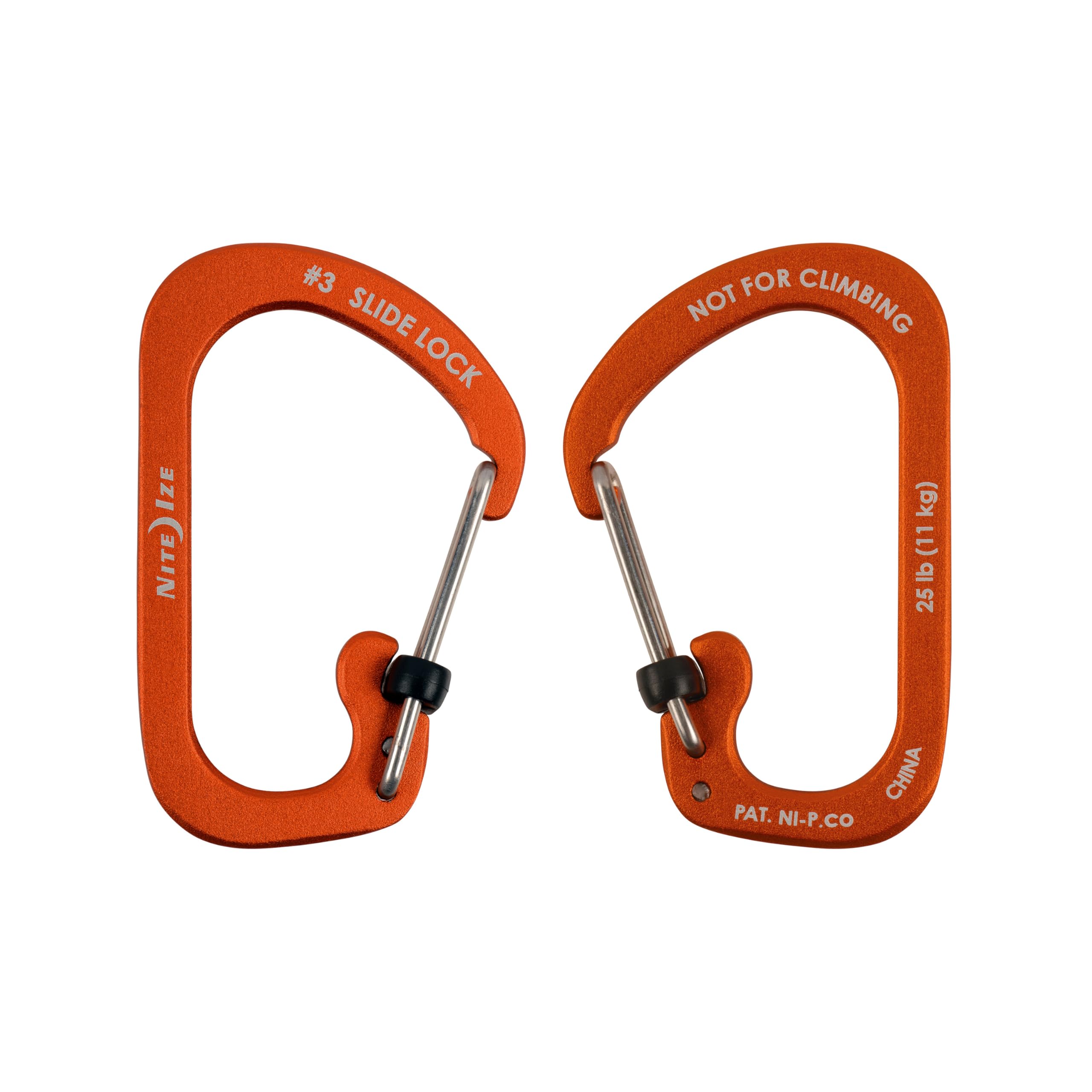 Nite Ize SlideLock No3 orange carabiner on a keychain for secure use