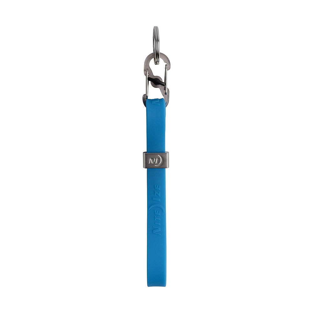 Nite Ize Cinch-A-Lot Stretch Strap Blue close-up for quick-key access.