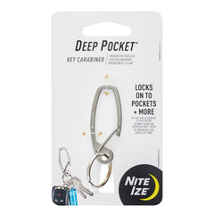 Nite Ize Deep Pocket key carabiner grips fabric and stays secure all day.