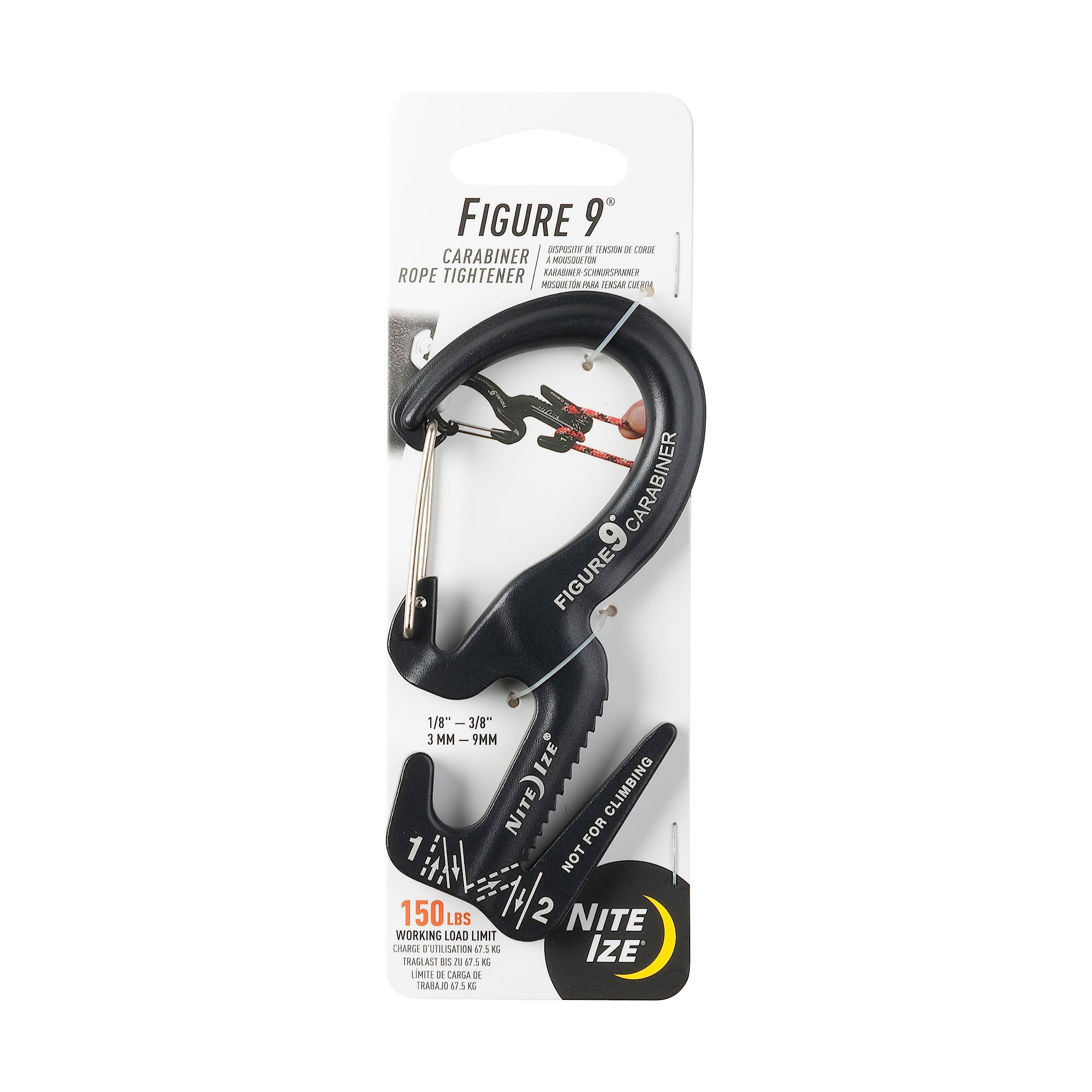 Nite Ize Figure 9 carabiner in-use on canoe setup for quick tie-downs.