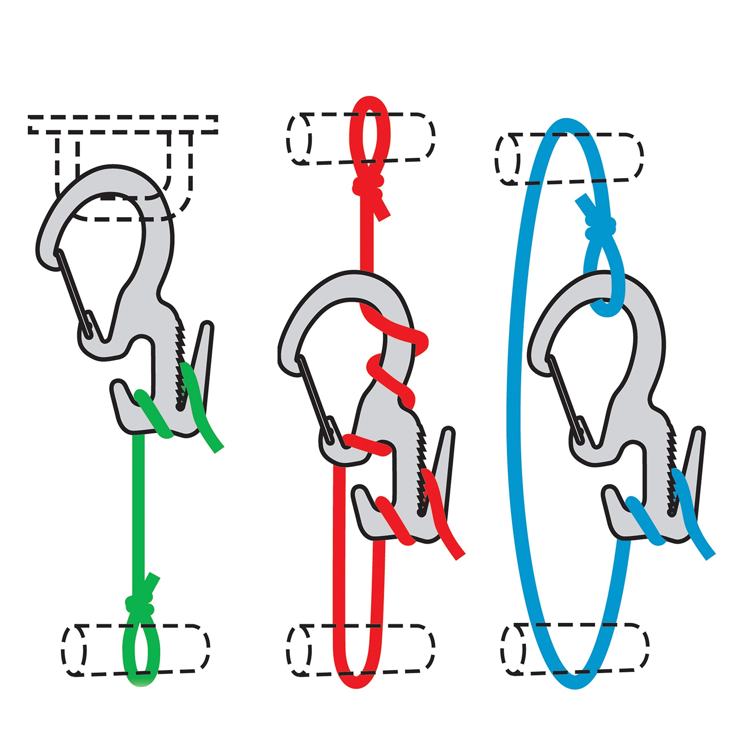 Nite Ize Figure 9 with integrated carabiner enables fast point-to-point connections.