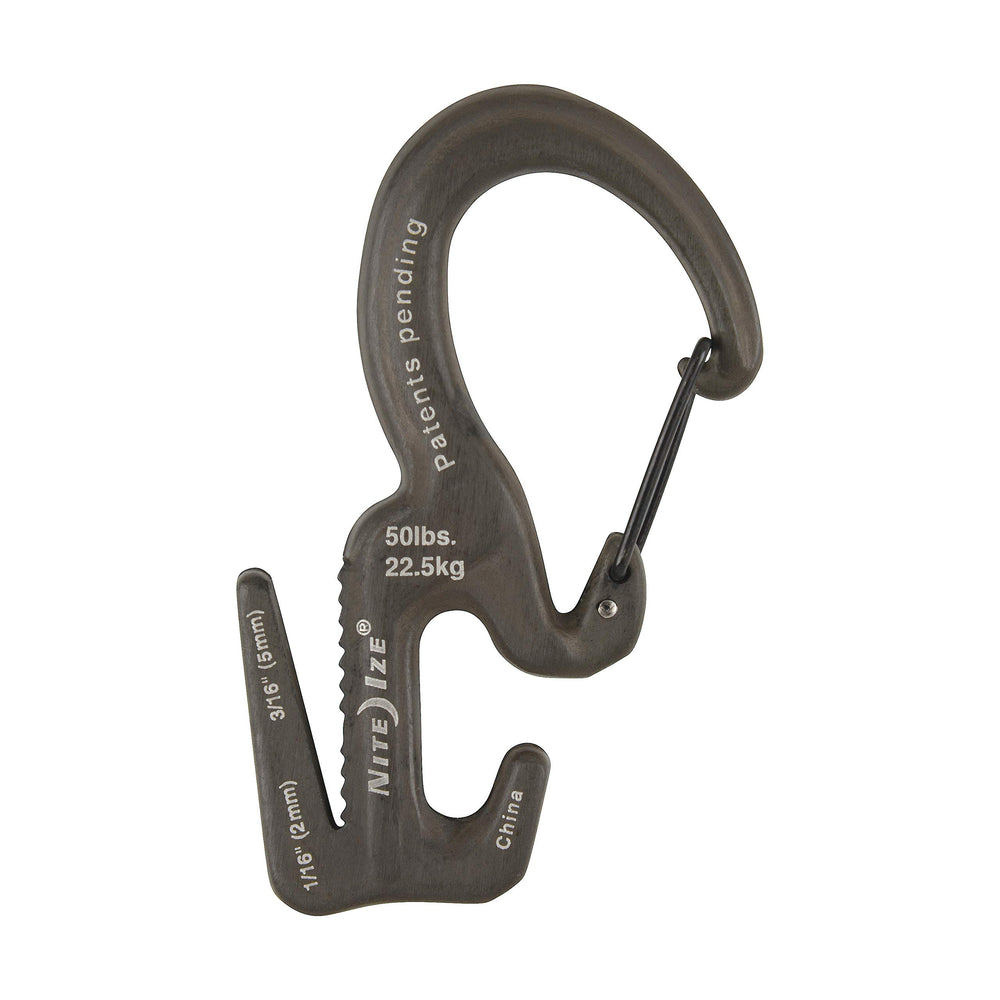Integrated carabiner clip enables fast attachment to fixed points