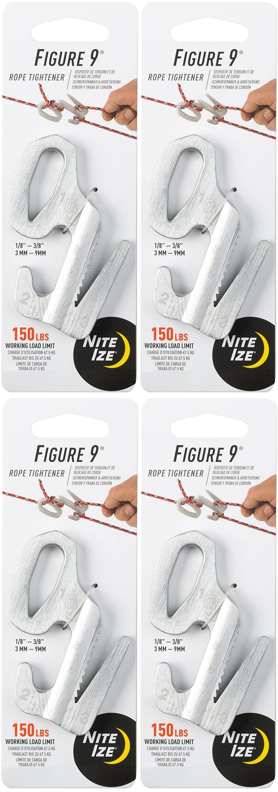 Nite Ize Figure 9 rope tightener assembly view for quick tie-downs