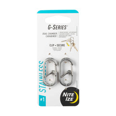 Nite Ize G-Series dual-chamber carabiner with stainless steel body secures keys.