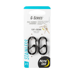 Nite Ize G-Series dual chambers carabiner showing two-step key security