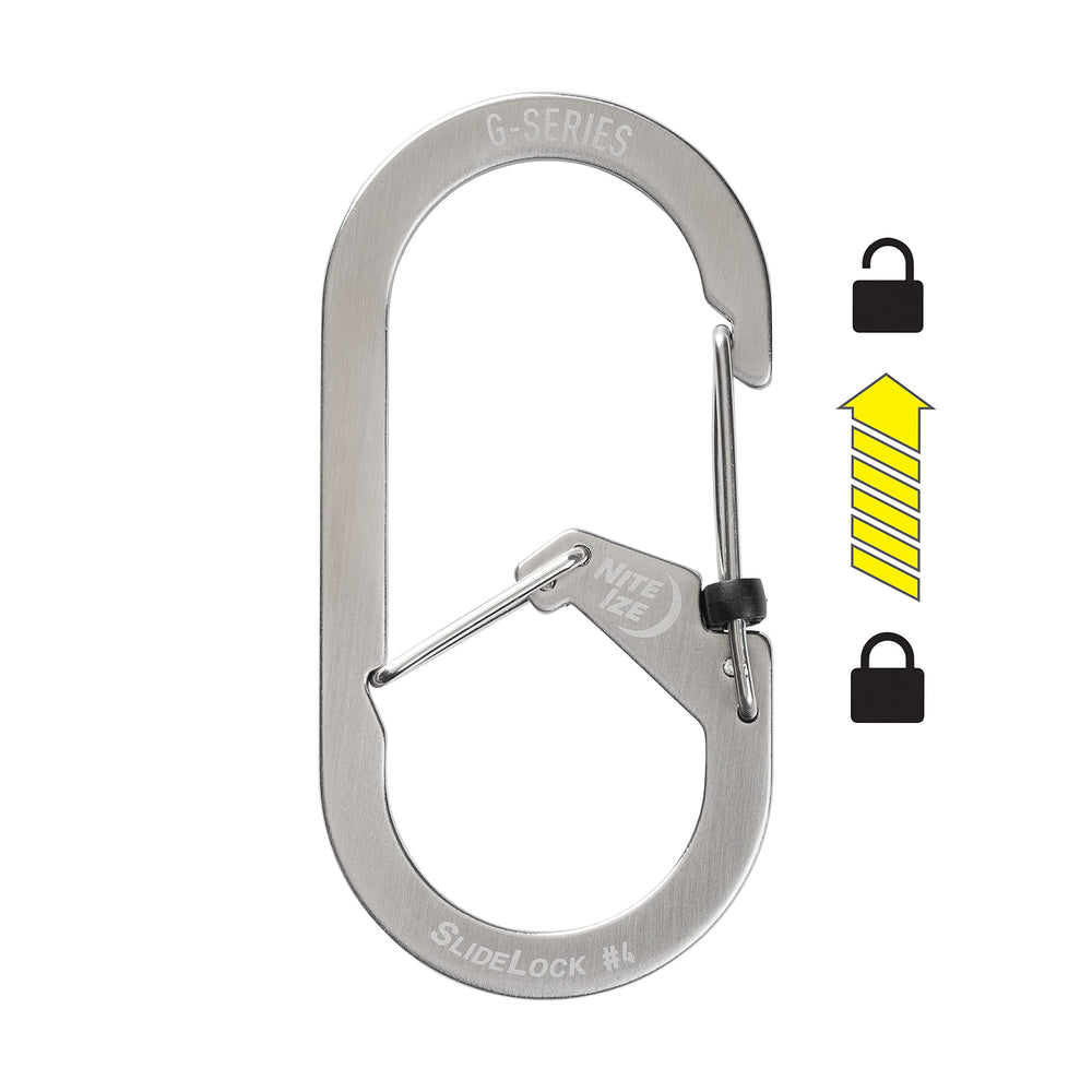 Nite Ize G-Series SlideLock outer gate lock prevents accidental openings during daily use.